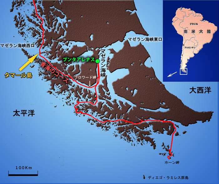 magellan strait map tamar island