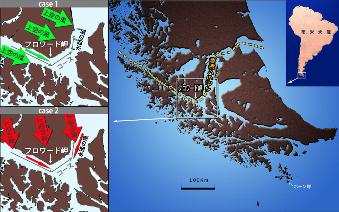 マゼラン海峡の風向