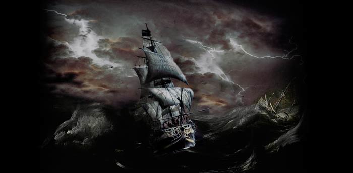 sailship storm lightning